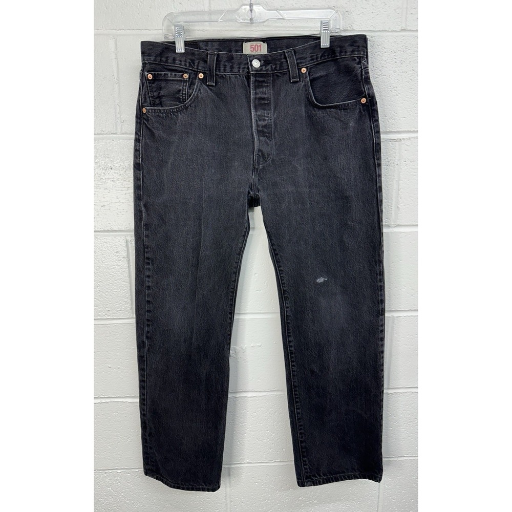 Levi's 501 Jeans Black Button Fly Straight Leg / Men's 36x30